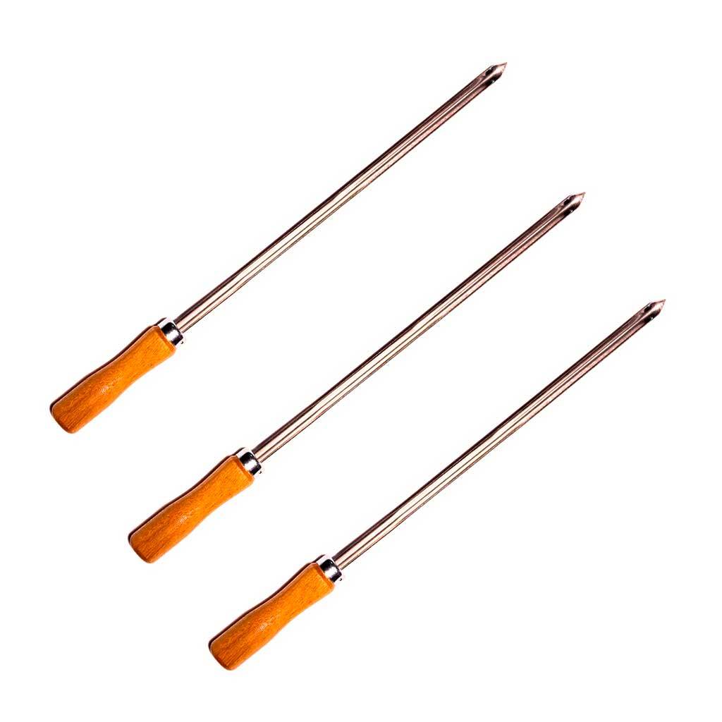 Kit com 3 Mini Espetos Simples para churrasco em Aço Inox - 40cm - Espetinho Camping Churrasquinho