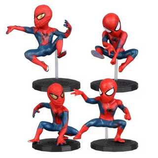Boneco Herói Aranha Colecionável com Base Mini Figure Ação Kit 4 bonecos