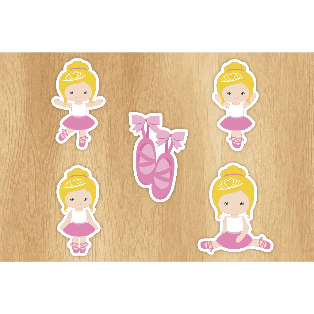 Recortes Bailarina Loira - Topper - Aplique - Decoração Para Tubete - Latinha - Caixinha - Cupcake Festa Bailarina Loira
