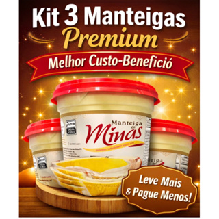 Kit 3 Manteigas Artesanais Premium de Minas 400g com Sal | Cremosas | Melhor Custo-Benefício em Oferta na Shopee