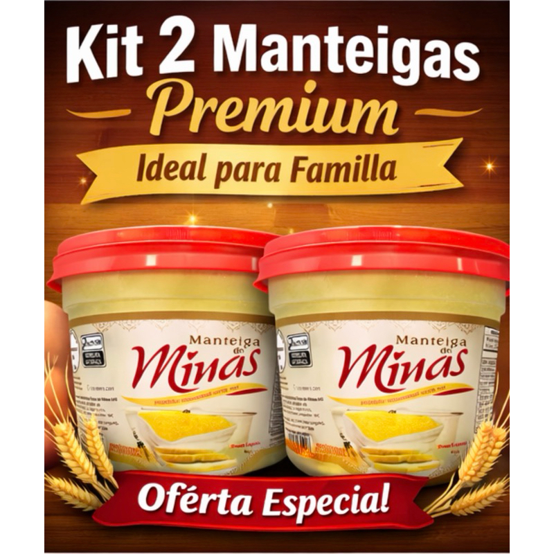Kit 2 Manteigas Artesanais Premium de Minas 400g com Sal | Cremosas | Ideal para Família em Oferta na Shopee