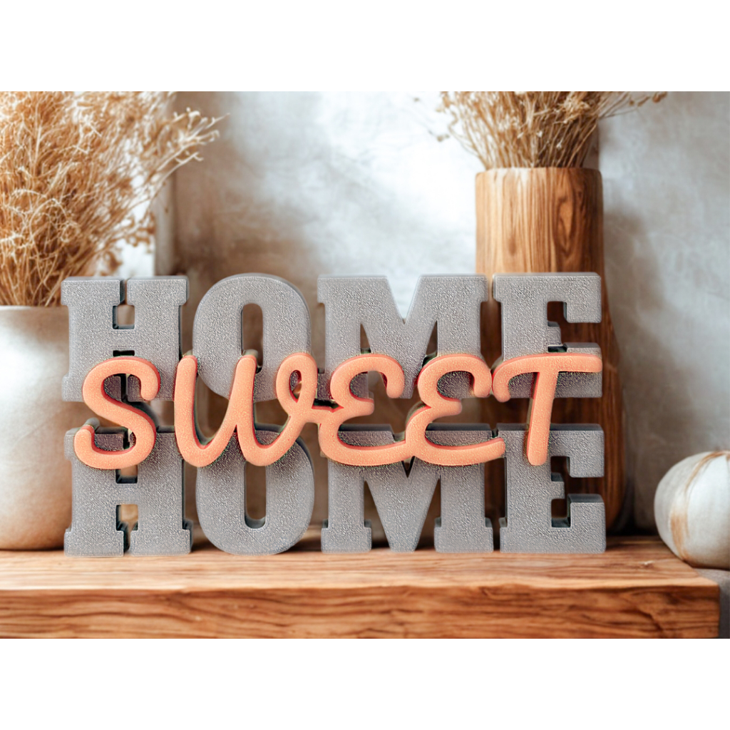 Placa Decorativa LAR DOCE LAR HOME SWEET HOME Figura Decorativa Minimalista Sala Escritorio Impressao 3d