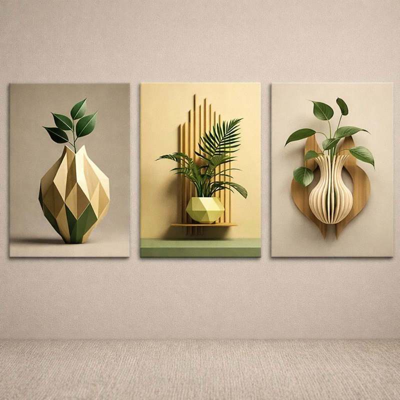 Kit 3 Quadros Decorativos Modernos Grande para Sala Quarto Quadro Vasos Oriental 3 peças mdf 3mm Decoração quarto casa em Oferta na Shopee