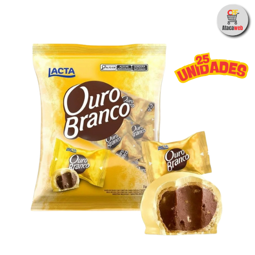 Lacta Ouro Branco Chocolate 500g (25 unidades de 20g) em Oferta na Shopee