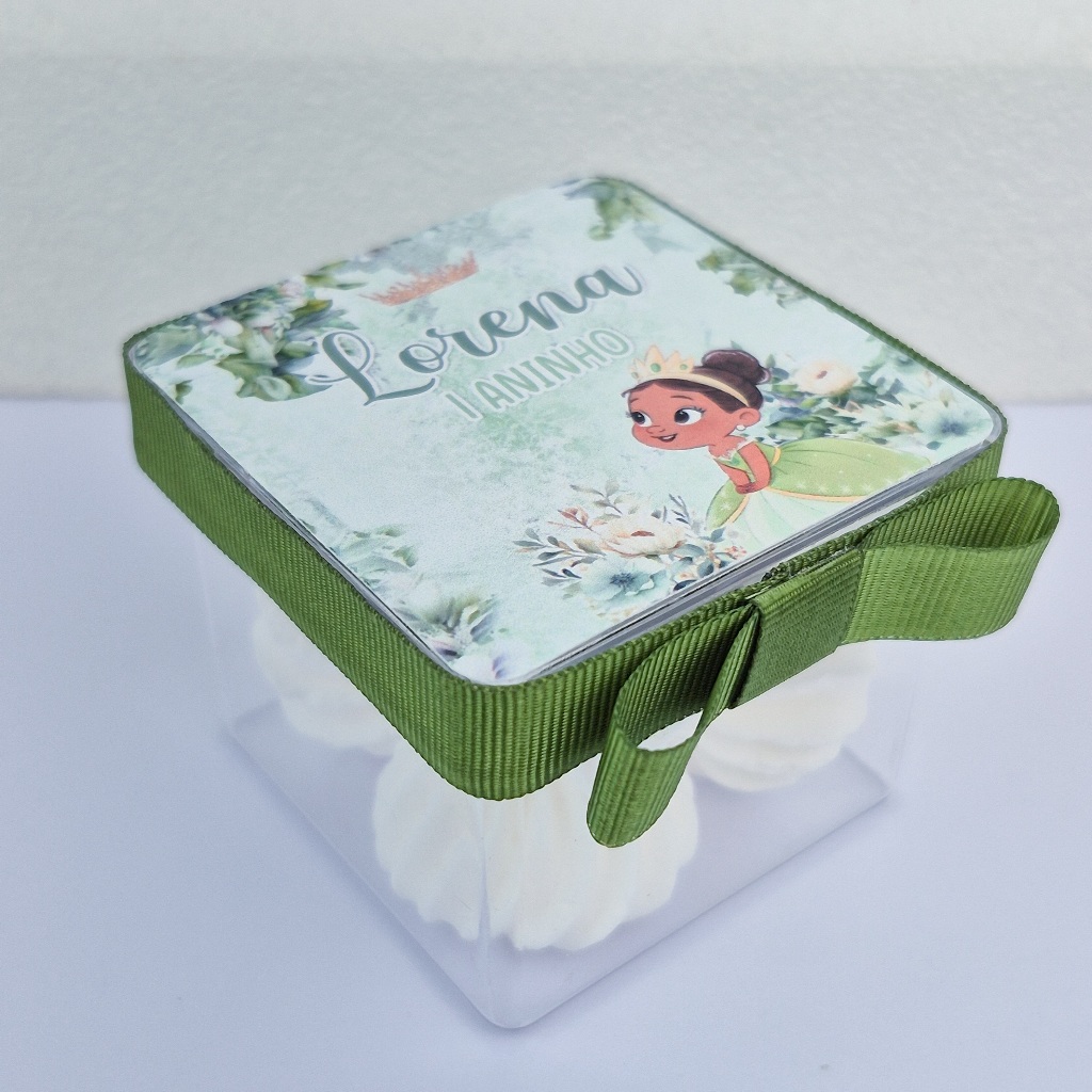 Caixa acrílica - Princesa Tiana - Lembrancinha para aniversário - Caixinhas Personalizadas