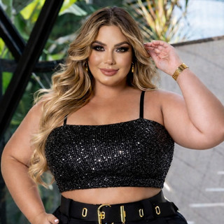 Top Plus Size Suplex com Brilho e Bojo – Conforto e Elegância