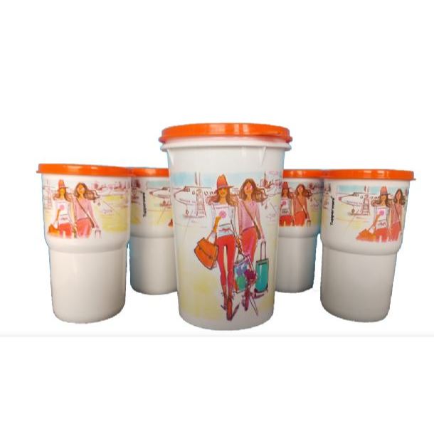 Kit Guarda Suco 1 Litro e 4 Copos Colors 350 ml Izak Zenou Tupperware®
