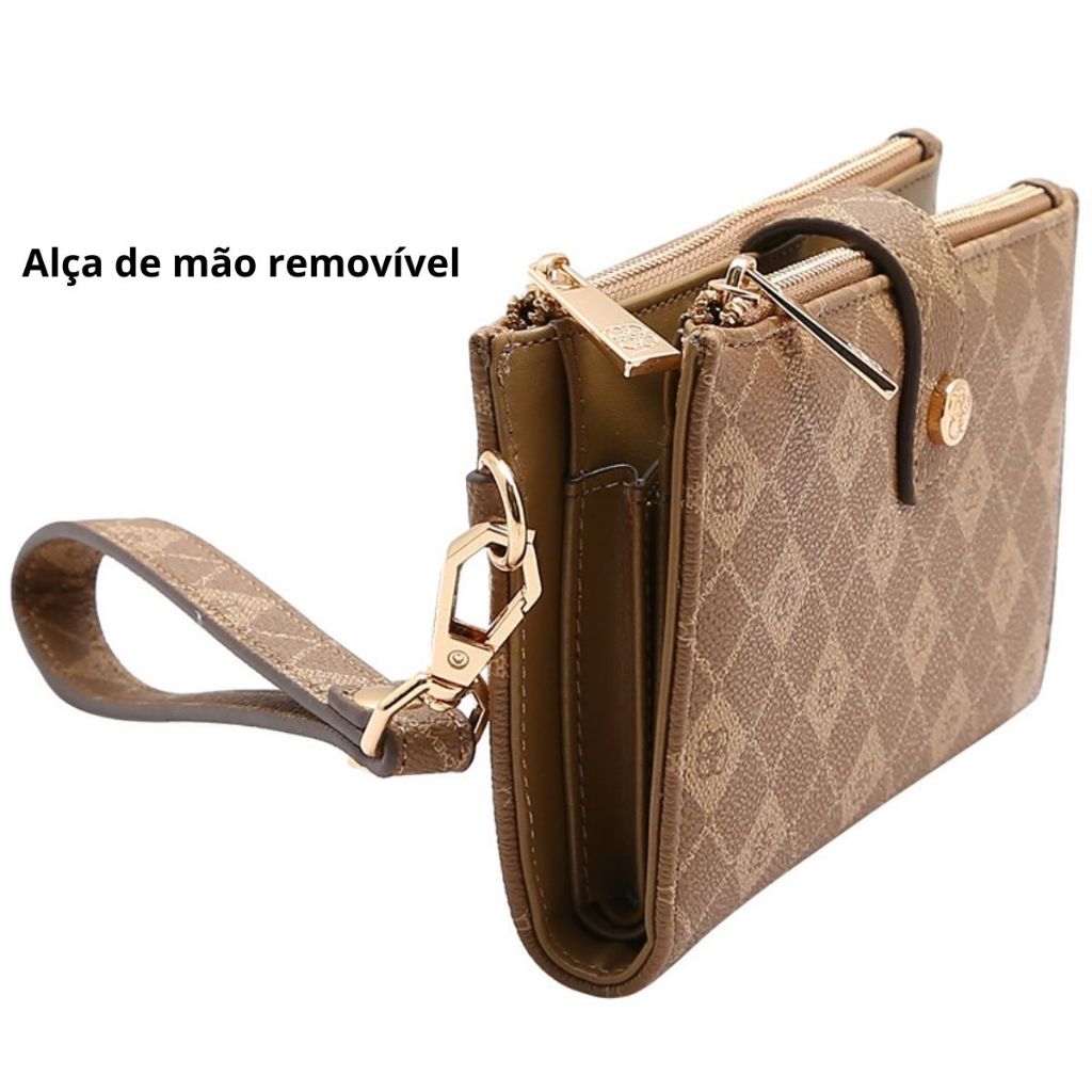 Carteira Feminina Bolsa de Mão Chenson Original Porta Moeda Celular Cartão Cédula Dinheiro Monograma