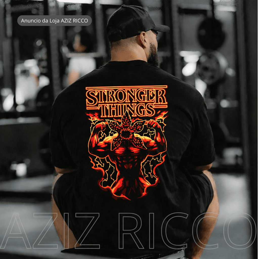 Camiseta Oversized Stranger Things Versão Academia T-shirt 100% Algodão unisexx em Oferta na Shopee