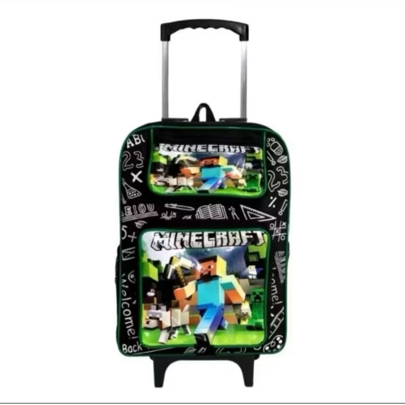 Mochila Escola Infantil Do Minicraft Rodinha