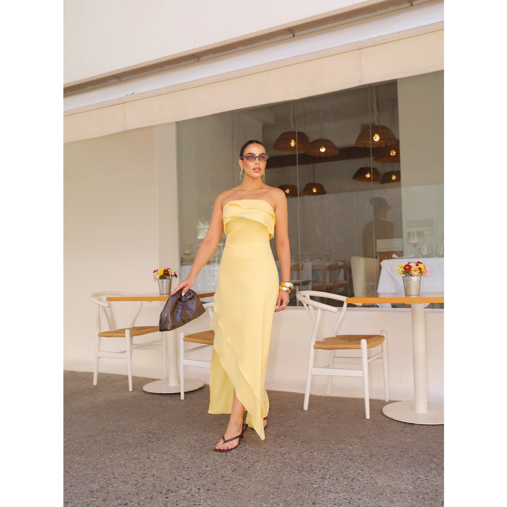 Conjunto Feminino Vivele Saia Longa +Cropped Tomara Que Caia Crepe Acetinado. em Oferta na Shopee