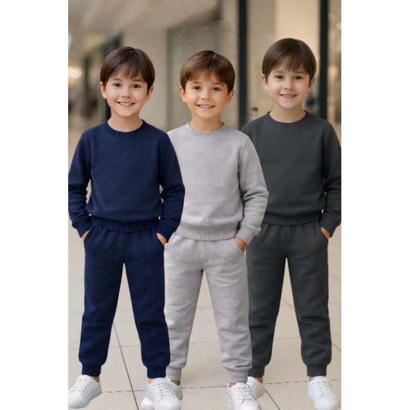 kit de 3 calças de moletom flanelado com punho no pé e elástico na cintura, infantil, bebê e Juvenil
