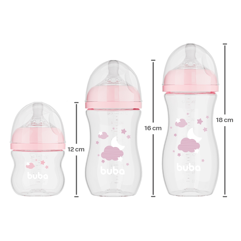 Kit 3 Mamadeiras Nuvem Easy Flow Anticólica 120 270 330 ML Buba — imagem 2 de 2
