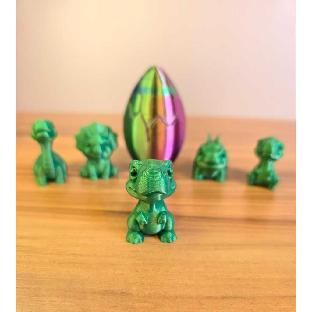 Kit com 5 Ovos de Dinossauro Surpresa – Impressão 3D - Mini Dinossauros Colecionáveis
