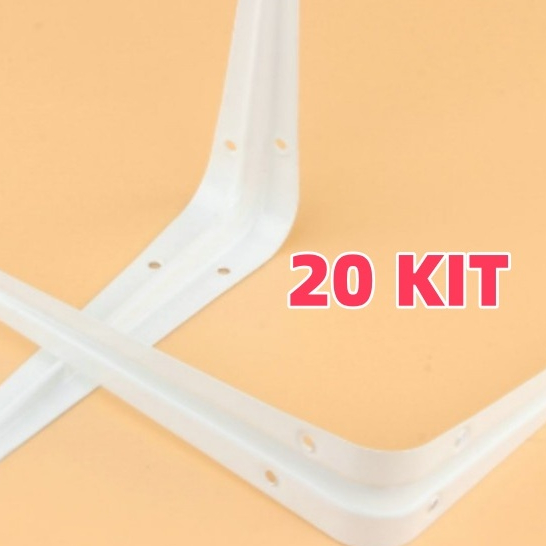 Kit C/20 Suporte Para Prateleira Cantoneira Para Prateleira Reutilizável Branco 25x20cm Promoções em Oferta na Shopee