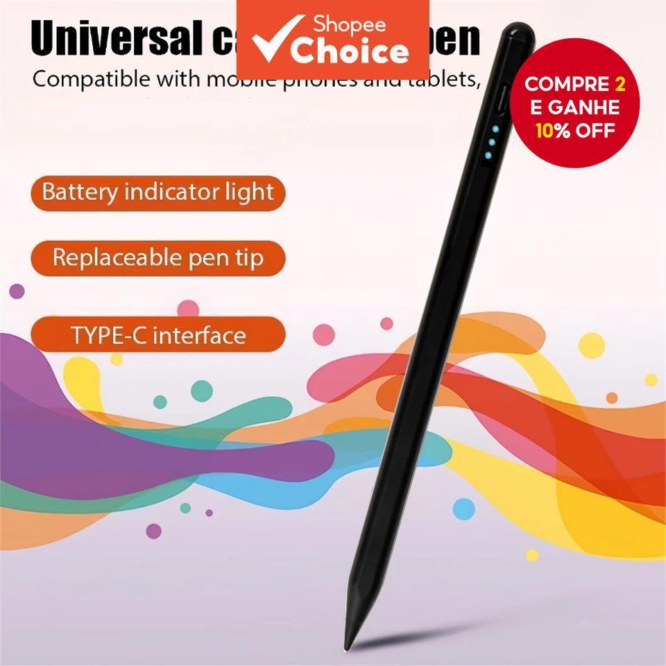 Caneta Universal Stylus para iPad, Tablets e Celulares, Lápis Touch para Apple
