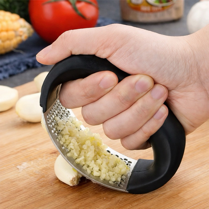 Amassador de Alho em Inox Manual Prensador Triturador Resistente para Cozinha