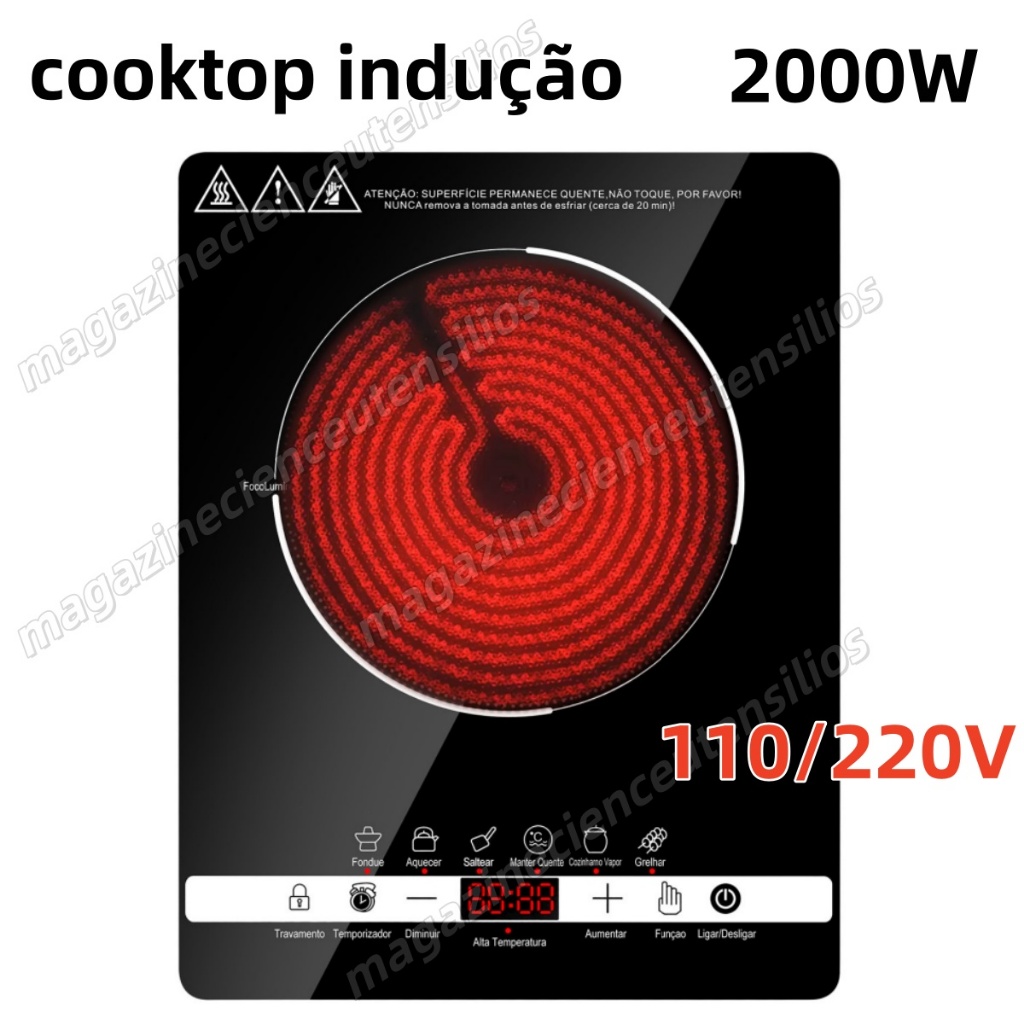 Cooktop Indução 1 Boca Portátil Trava Segurança 110/220V em Oferta na Shopee