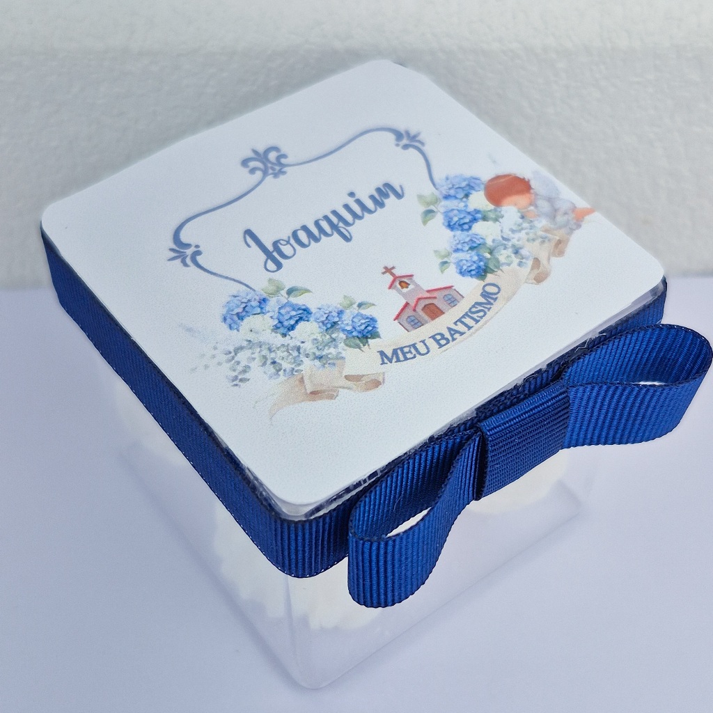 Caixa acrílica - Batizado azul - Lembrancinha para Batizado - Caixinhas Personalizadas