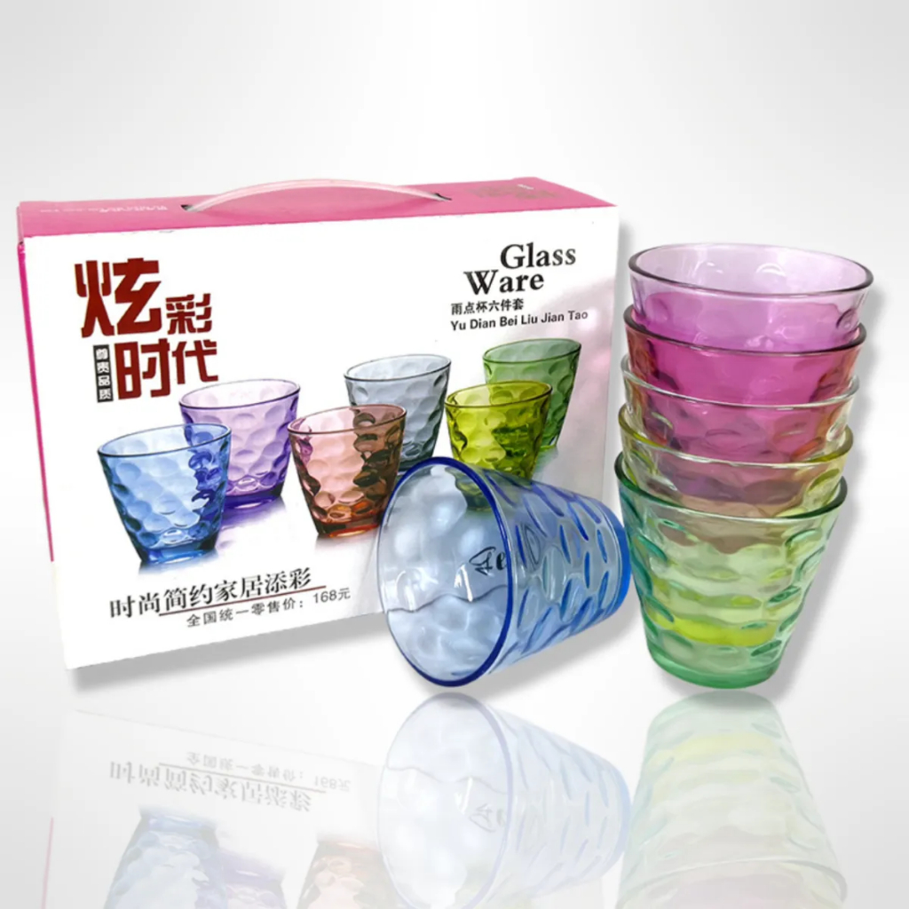 Conjunto 6 Copos Vidro Gota Colorido Suco Café Caipirinha Coloridos em Oferta na Shopee