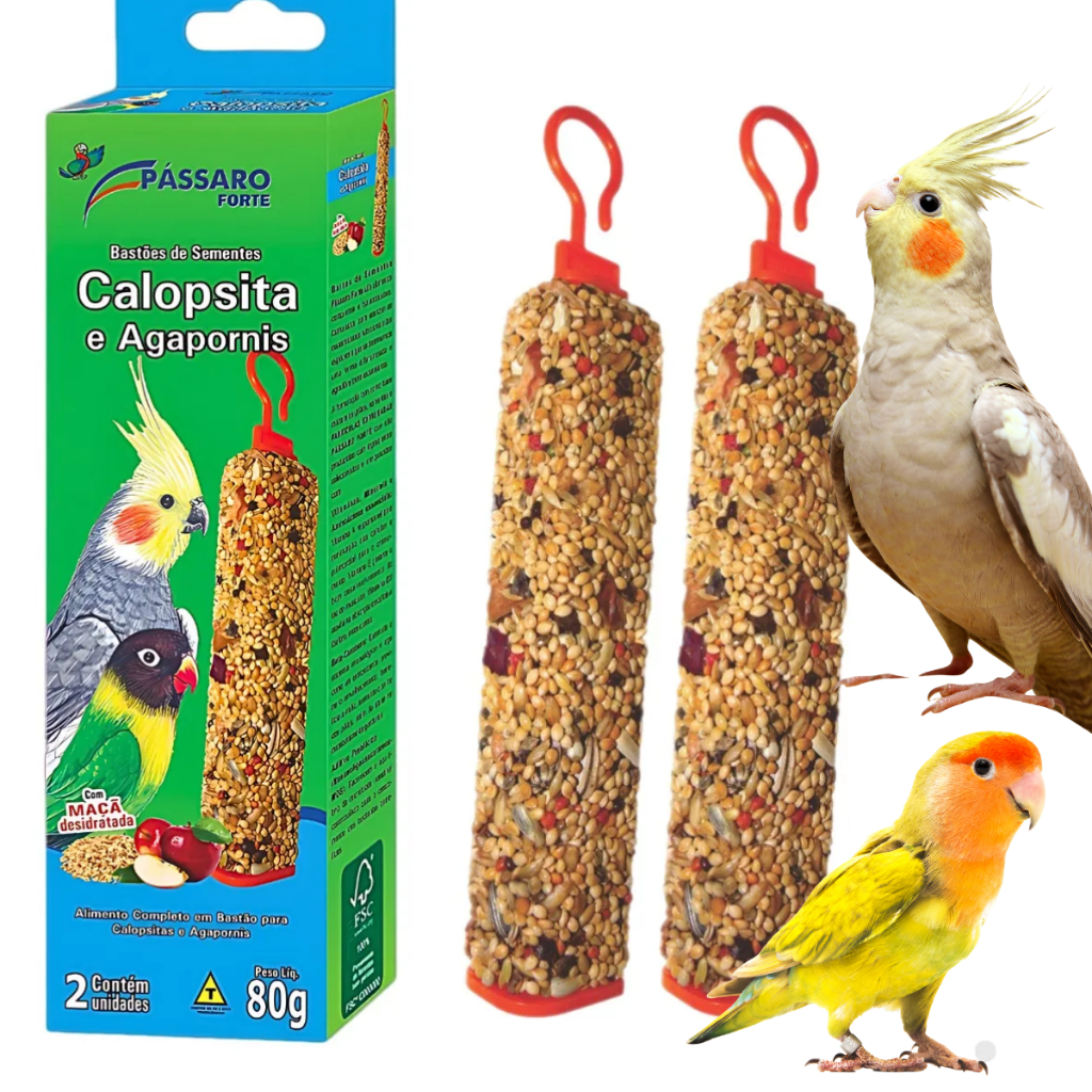Bastão De Sementes Calopsita E Agapornis Pássaro Forte 80g barrinha