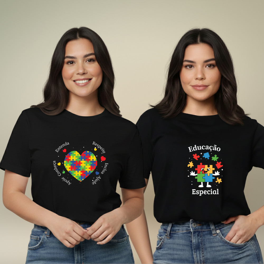 Kit 2 Camisetas Educação Inclusiva Especial Blusa Feminina Algodão em Oferta na Shopee