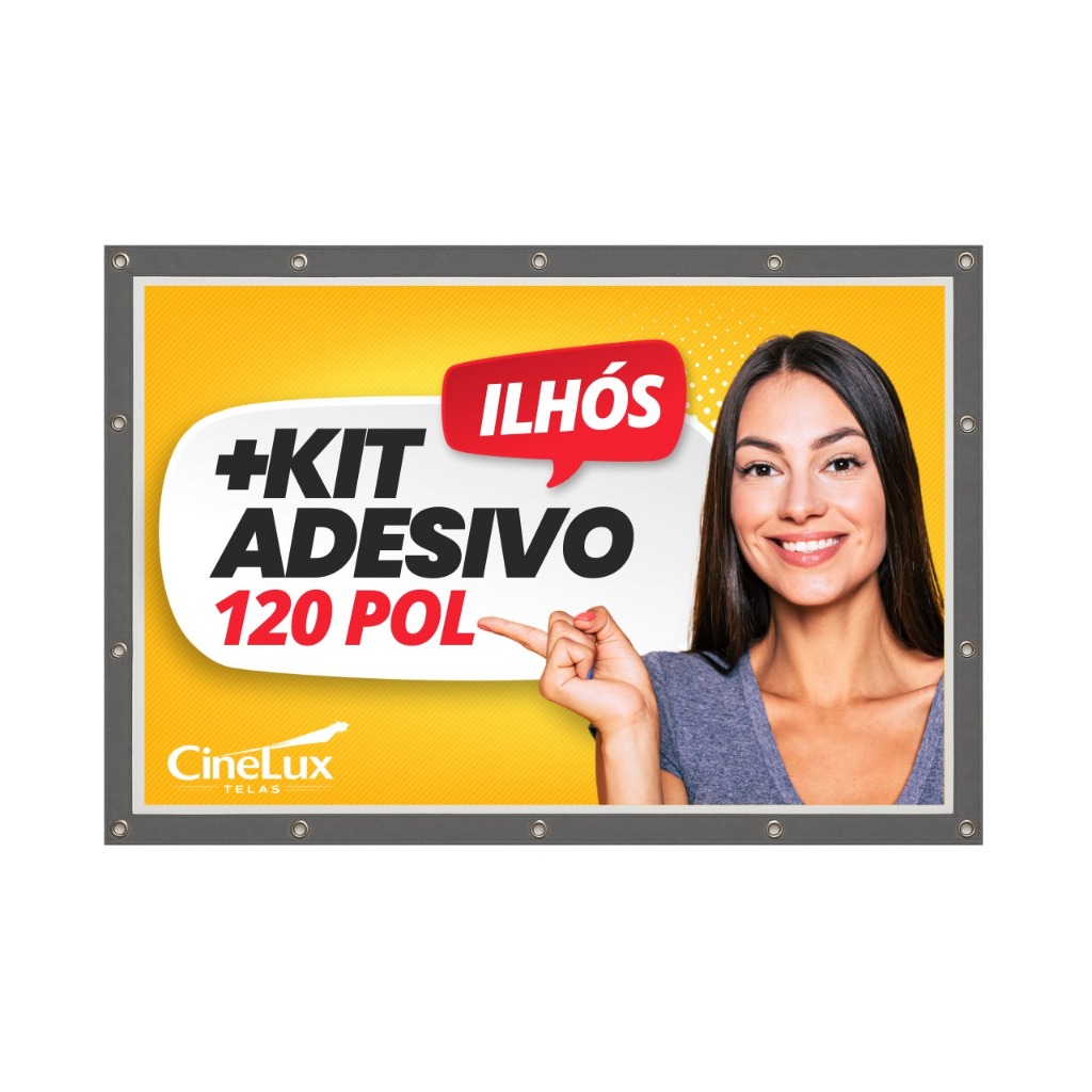 Tela Telão Telona Projeção Projetor Datashow Branca Cinza com Ilhós 120 Polegadas Cinema em Casa Dobravel