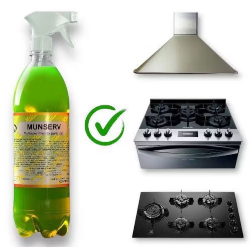 Desengordurante Profissional Munserv 1 Litro - Limpa Fácil Gorduras de Coifa e Panelas Com Gatilho Spray