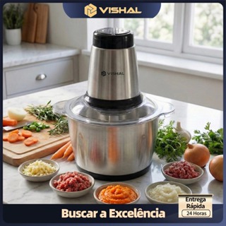 2 Litro Triturador de Alimentos Elétrico - Processador Carne Legumes 2 Velocidades Bivolt Inox Fácil Limpeza em Oferta na Shopee