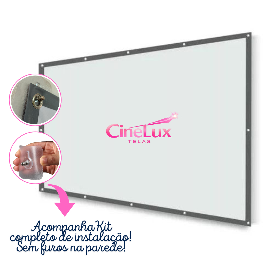 Tela de Projetor Telona Tecido Lona Premium Projeção DataShow Projetor 100 Polegadas Ilhós