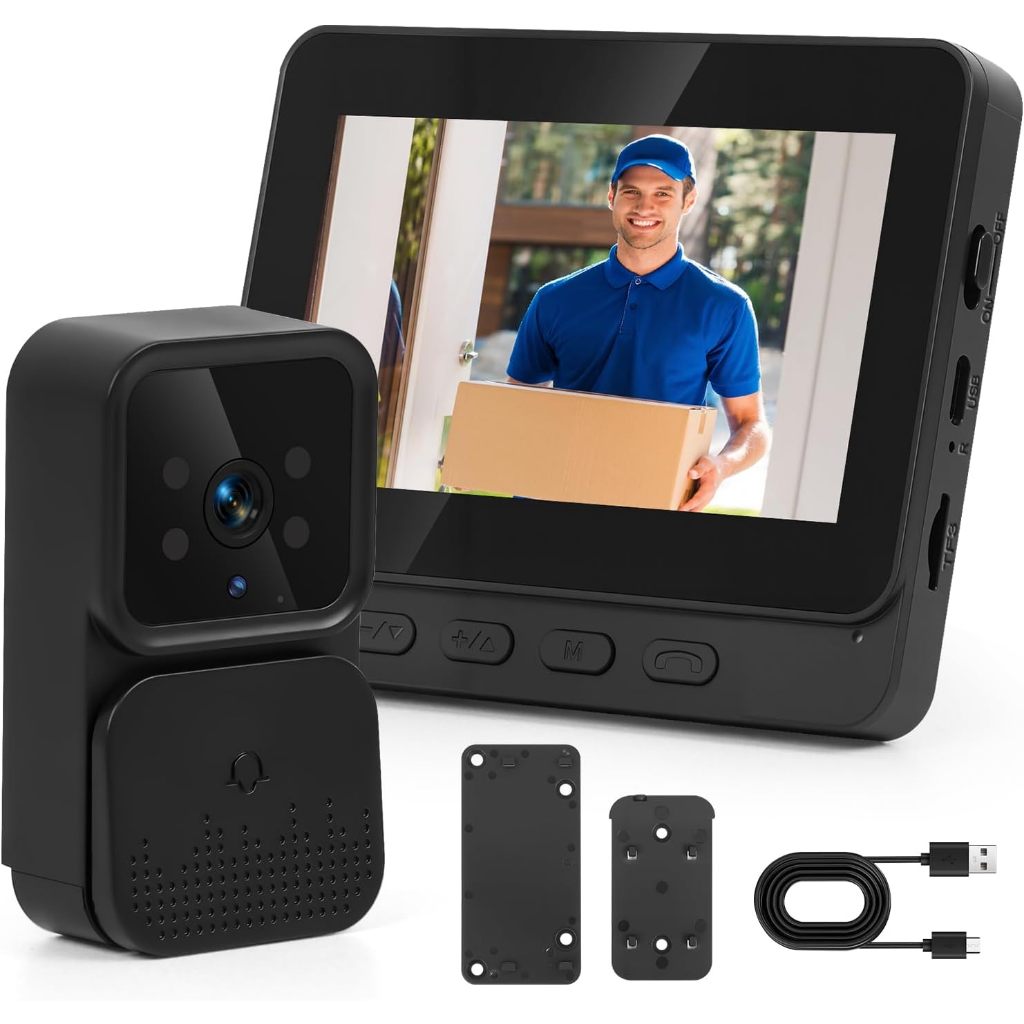 Campainha com Câmera e Tela LCD Vídeo Porteiro Eletrônico com Interfone em Oferta na Shopee