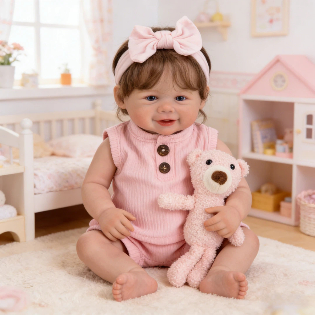 Bebê Reborn Menina 48cm Boneca Silicone Olho Azul  com Acessórios Pode dar Banho em Oferta na Shopee