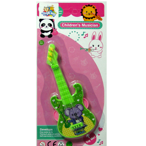 Guitarra com pandeiro 15cm Diversão Menino Menina Instrumento Musical