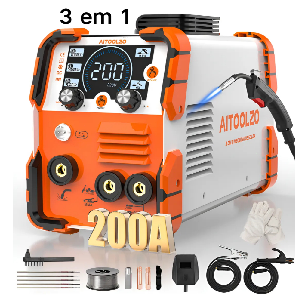 Soldador 3 em 1 IGBT 200A – MIG TIG MMA Fácil e Antiaderência AITOOLZO em Oferta na Shopee