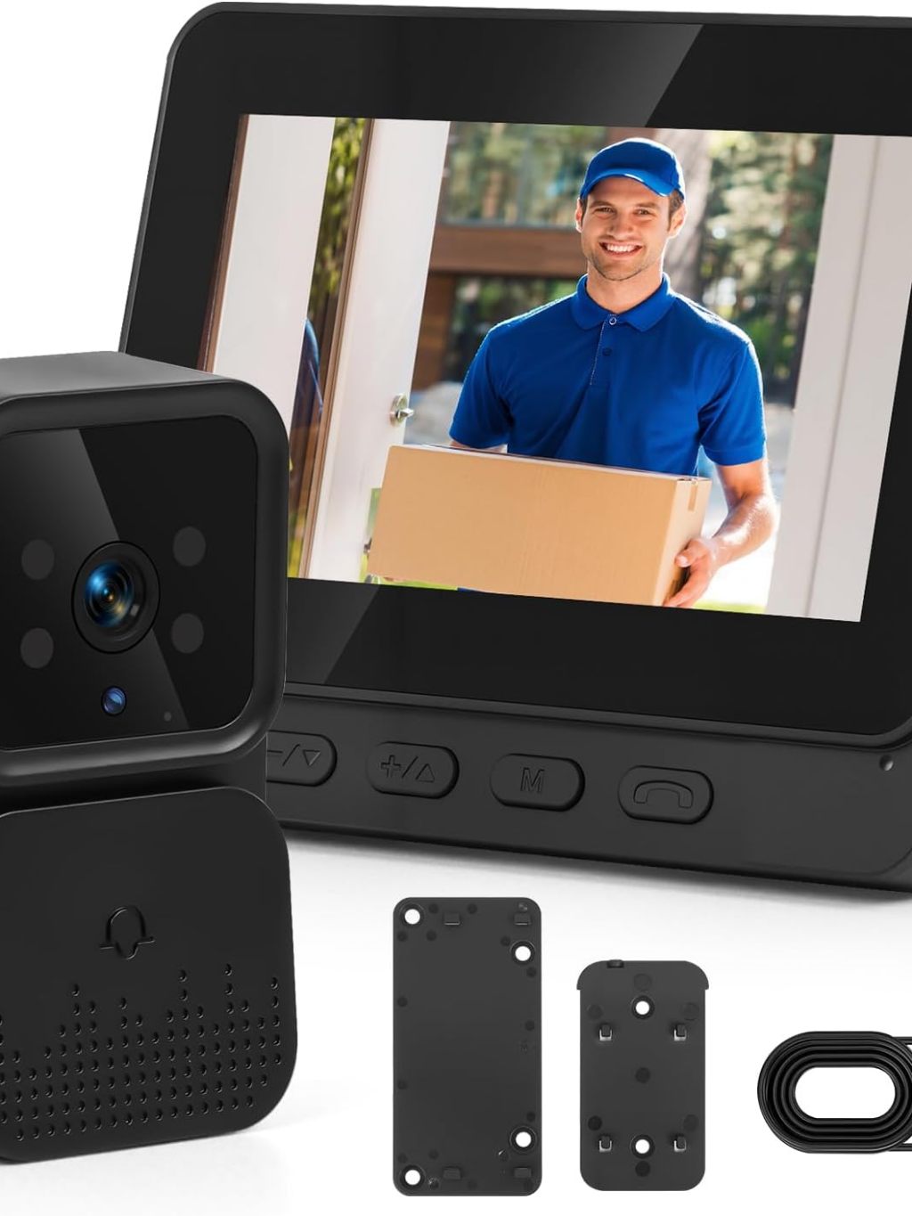 Campainha com Câmera e Tela LCD Vídeo Porteiro Eletrônico com Interfone