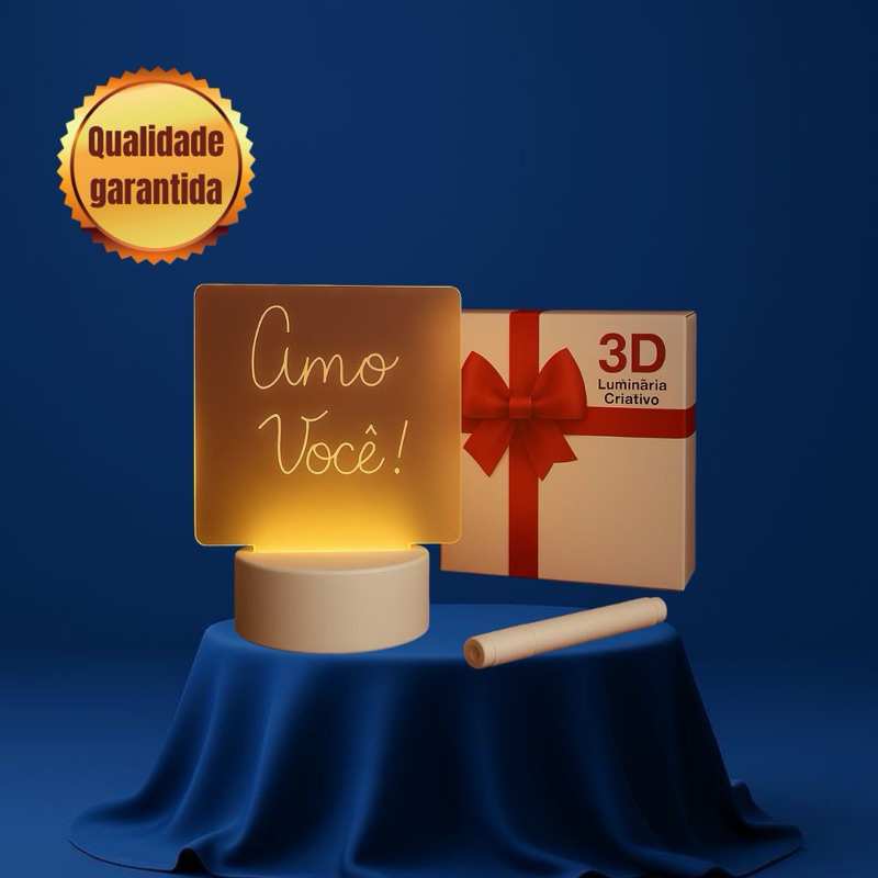 Luminária 3D LED Quadro De Mensagem l Para Mesa, Computador, Decoração