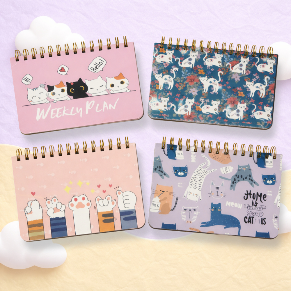 Planner Semanal de Gatinhos com Espiral 52 Folhas Não Datado – Capa Dura em Oferta na Shopee