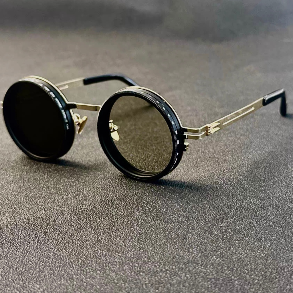 Óculos de sol retrô redondos com lentes fotocromáticas ajustáveis, proteção UV400 ND9, óculos de sol esportivos e estilo em Oferta na Shopee