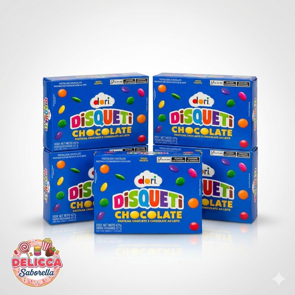 Kit 5 Caixas Disqueti Dori Chocolate ao Leite – 24x18g Cada | 120 Unidades