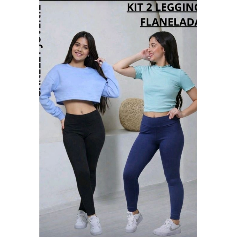 Kit 2 Legging Infantil Juvenil Menina Suplex Flanelado , escola mais vendida