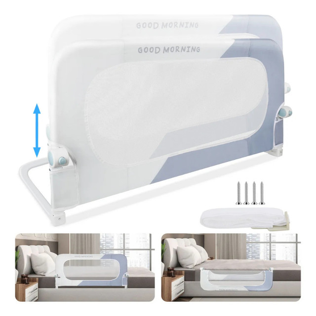 Barreira Anti-Queda Cama Bebê | 1 Toque Plegável | Altura 63-70cm