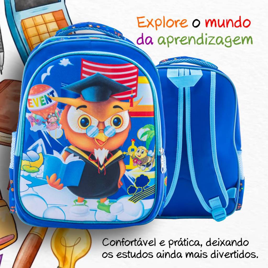 【Oferta por tempo limitado】Mochila Infantil Escolar Menino Resistente Passeio Bolsa Impermeável MA5619-3D