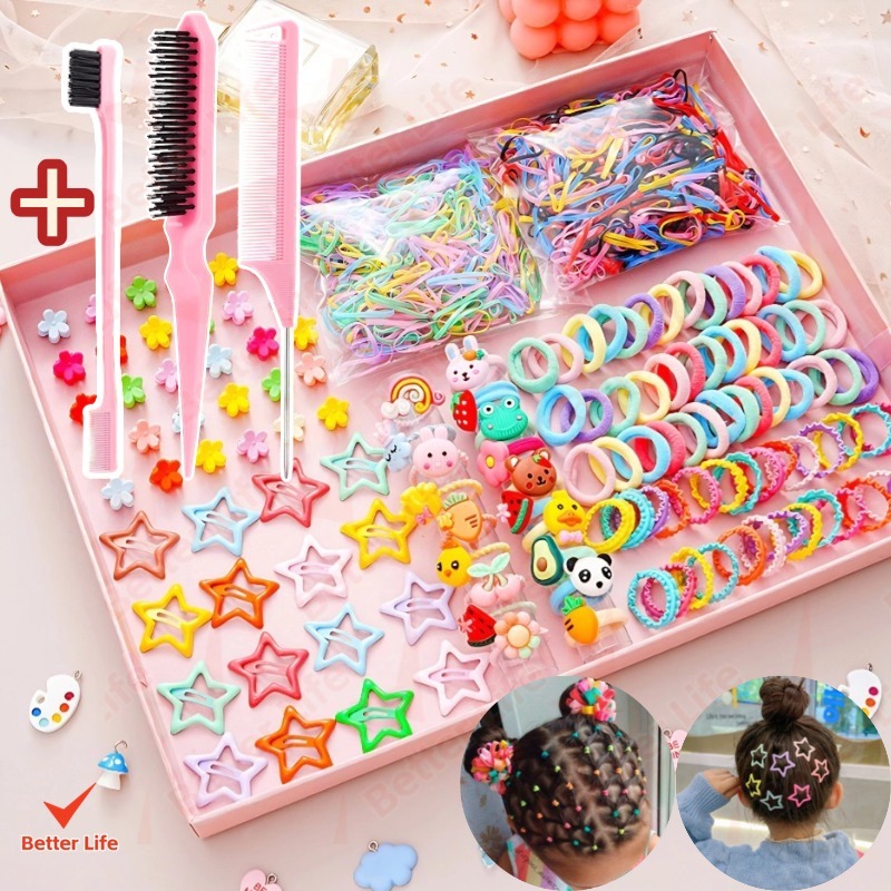 KIT1100 Conjunto De Acessórios Para Cabelo De Desenho Animado De 1100 Peças | Clipes BB Coreanos-BT