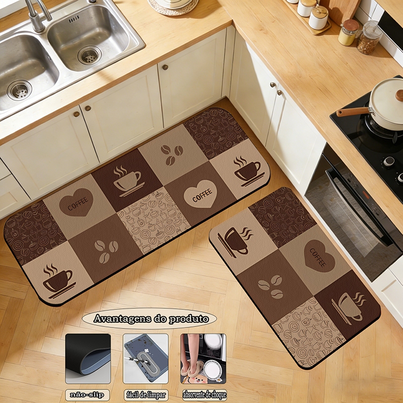 tapete de chão 2-pack espessados seca rápida tamanho inclui 90cm * 34cm+60cm * 34cm em Oferta na Shopee