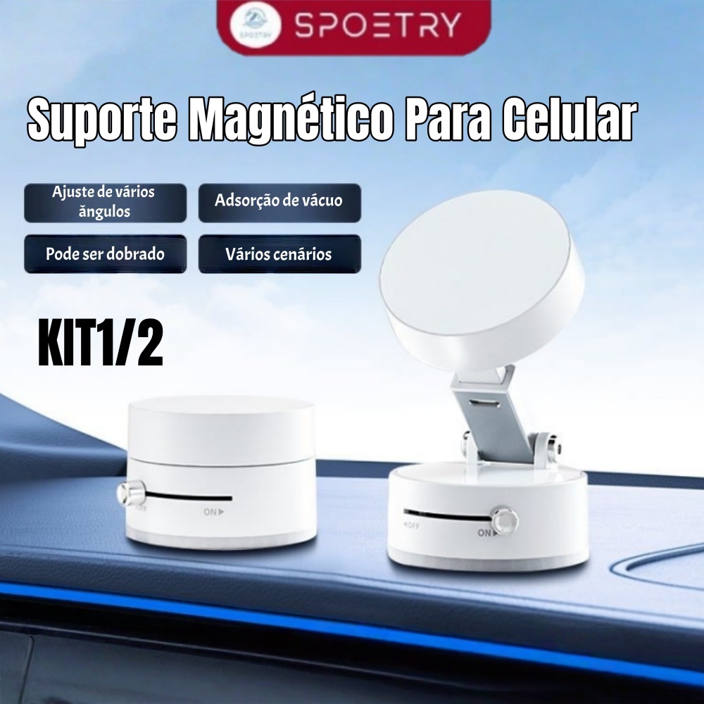 Imagem Suporte Magnético Para Celular Para Carro Ajustável -Com Ímã Fort Para Todos Smartphones 360°