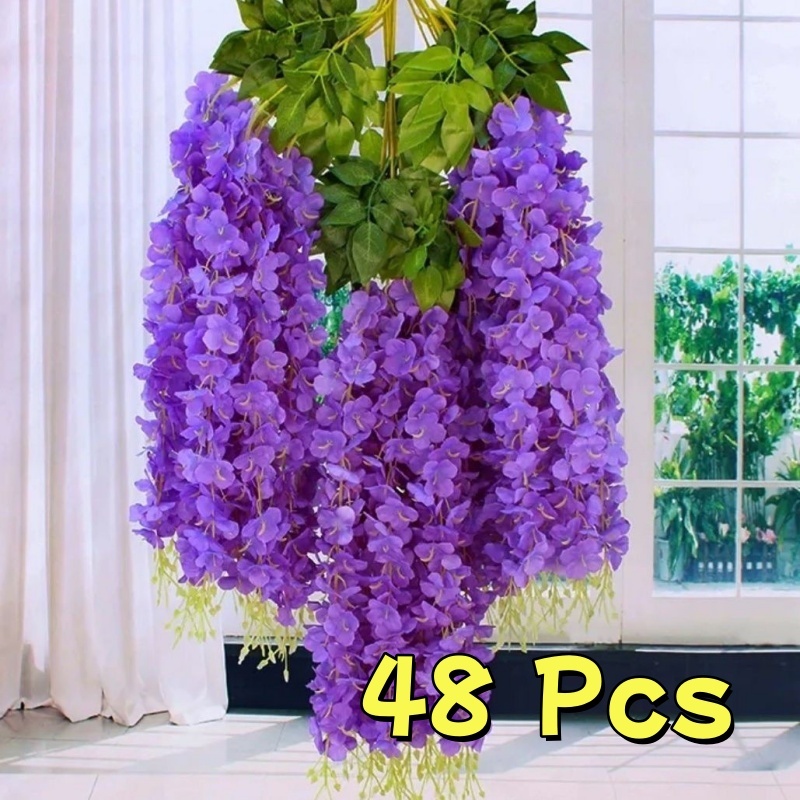 48 Conjuntos Creeper De Flores Artificiais Durável Resistente Oculta E Decora Armazenamento Fácil Variedades em Oferta na Shopee
