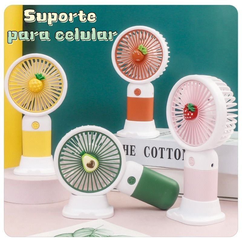 Ventilador Mini Portátil USB Recarregável com Suporte Leve Silencioso Ideal para Mesa Viagens e Estudos