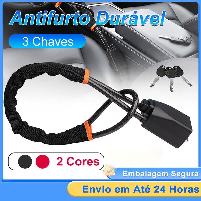 Trava Volante para Carro Anti-Roubo, Bloqueio Cinto Segurança Veicular com 3 Chaves, Segurança Resistente