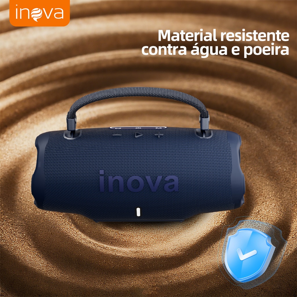 Inova  Caixa de Som Bluetooth Portátil – Bateria de 1200mAh - Potente 10W + Design Compacto