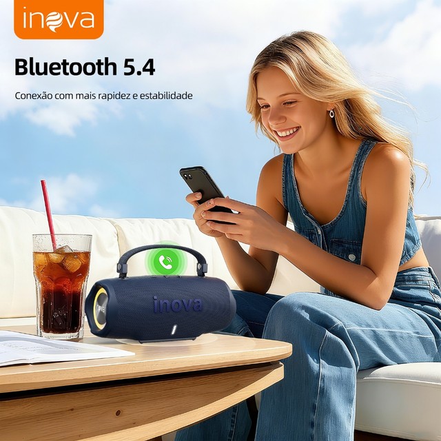 Inova Caixa de Som Bluetooth Portátil – Bateria de 1200mAh - Potente 10W + Design Compacto